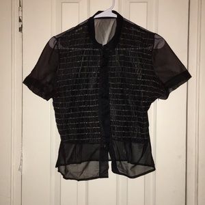 Housemaker Sheer Black & Gold vintage top